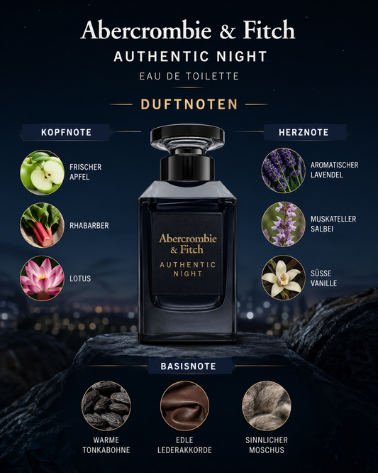 Duftnoten von Authentic Night mit Apfel, Vanille und Tonkabohne