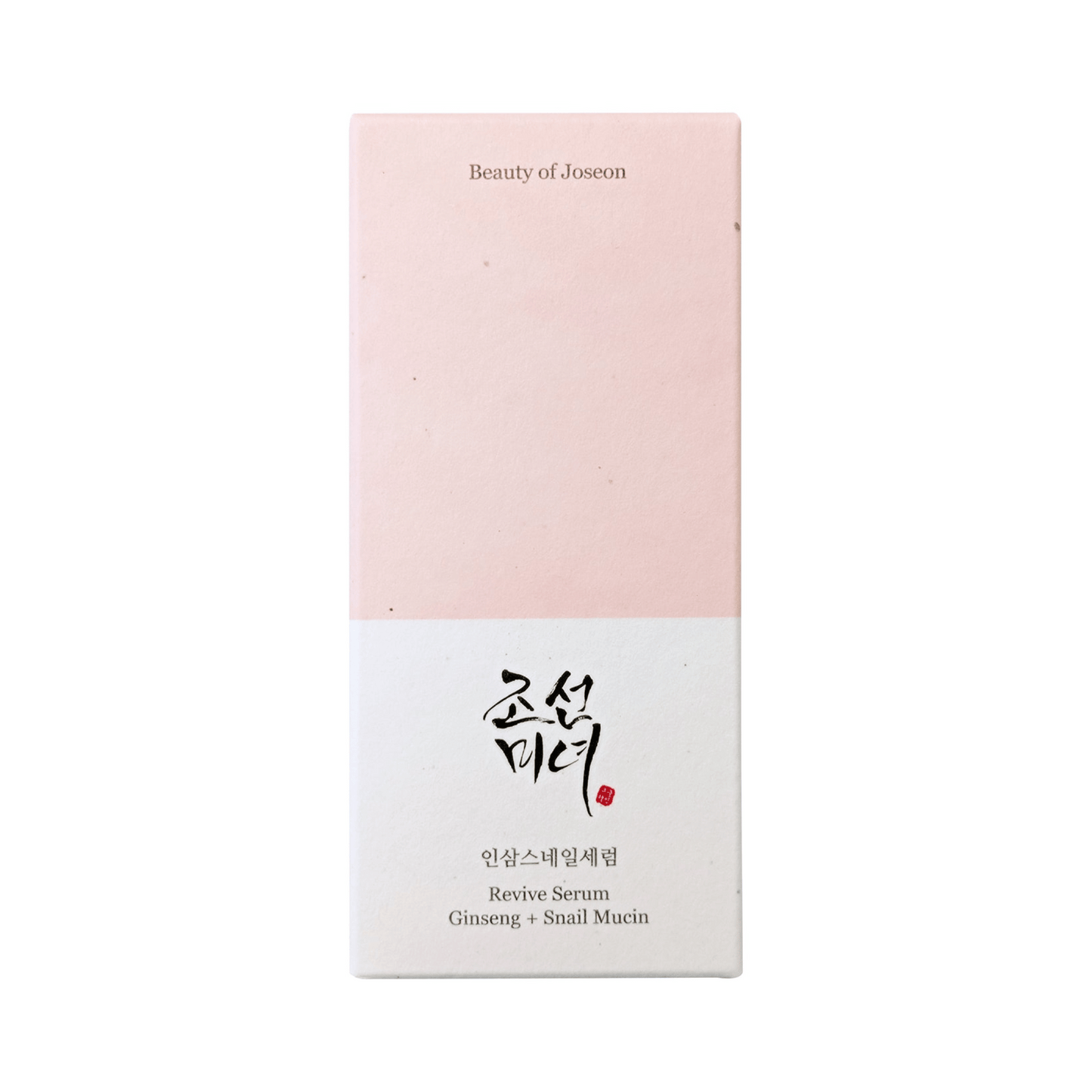 Beauty of Joseon Revive Serum Ginseng + Snail Mucin 30ml Flakon mit beiger Textur Verpackung pink