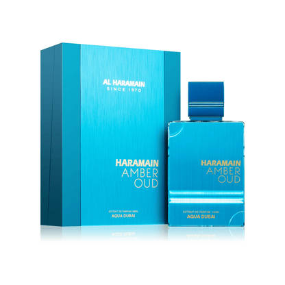 Al Haramain Amber Oud Aqua Dubai Extrait de Parfum 100 ml – Vorderansicht mit Verpackung