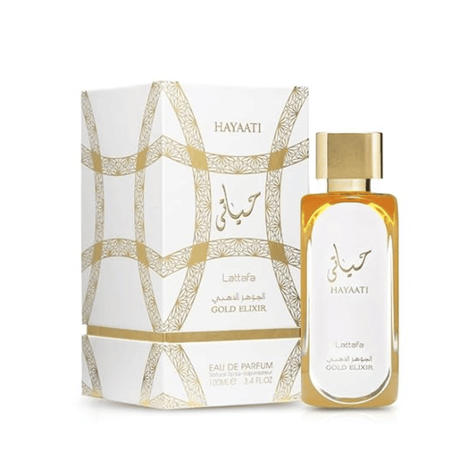 Verpackung des Lattafa Hayaati Gold Elixir Eau de Parfum 100 ml