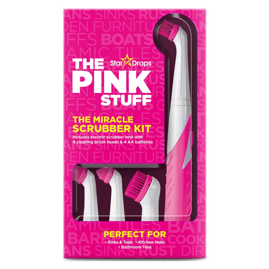 alt="The Pink Stuff Sonic Scrubber Kit mit 4 Bürstenaufsätzen für Reinigung von Küche und Bad"