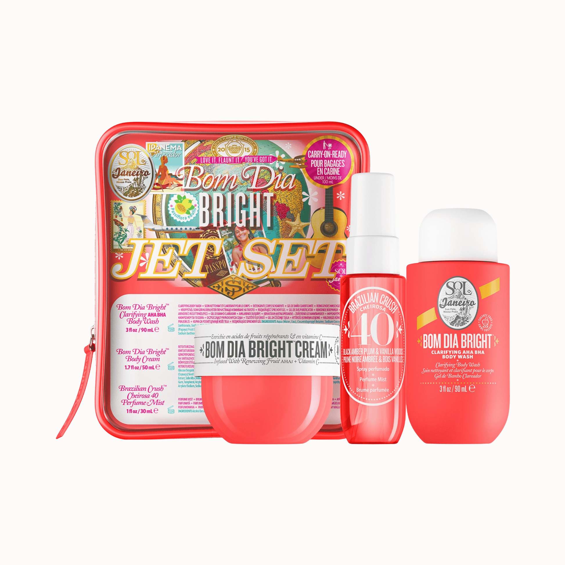 Jet Set mit Bom Dia Bright Cream, Duschgel und Body Mist von Sol de Janeiro